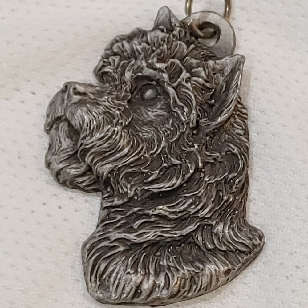Vintage 2003 Fine Pewter Cairn Terrier Dog Keyring Charm by P. Davis (KRM)